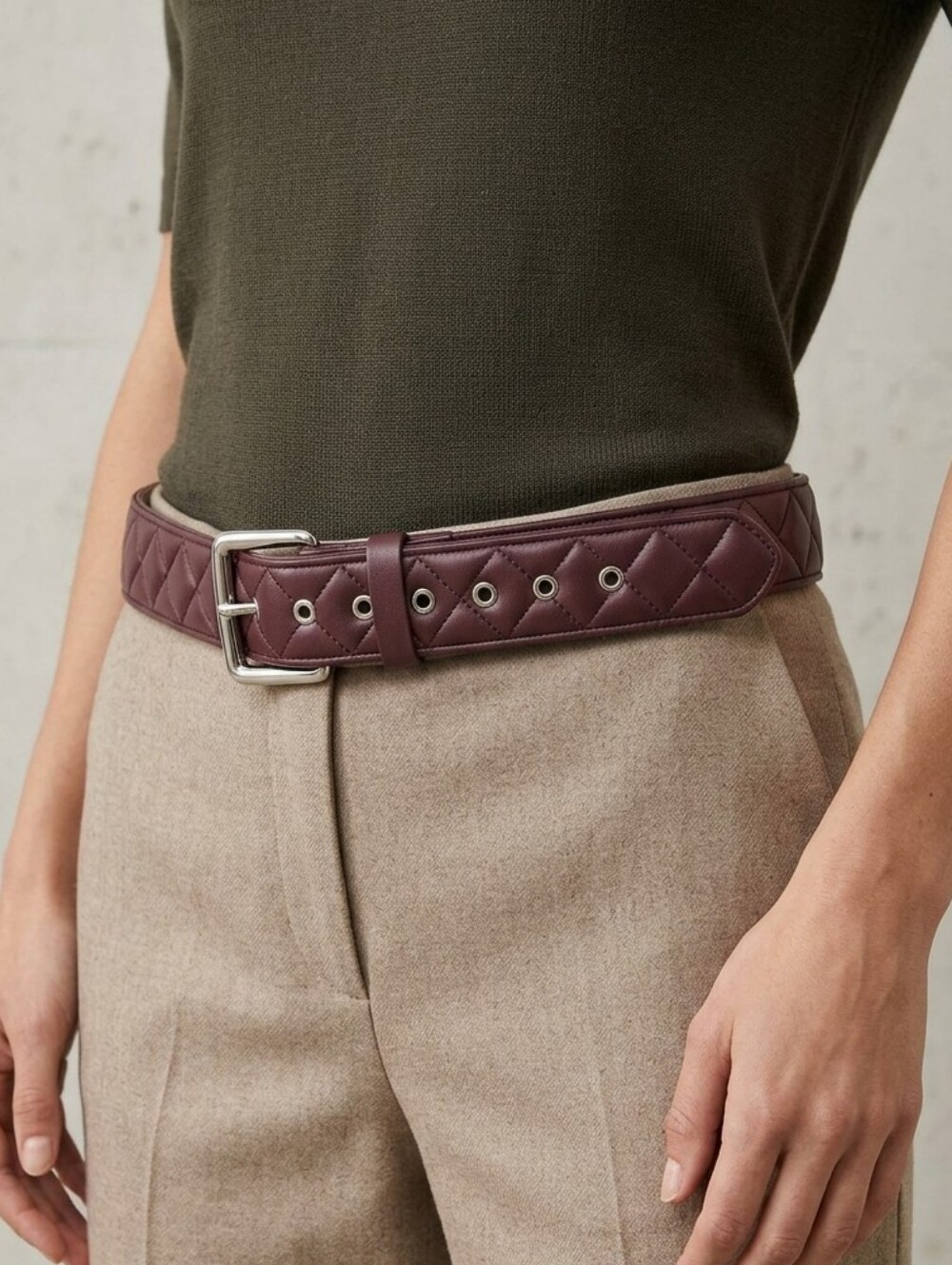 Wild Fable Quilted Burgundy Belt Size Sm NWOT